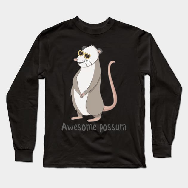 Awesome Possum Funny Possum Long Sleeve T-Shirt by Dreamy Panda Designs